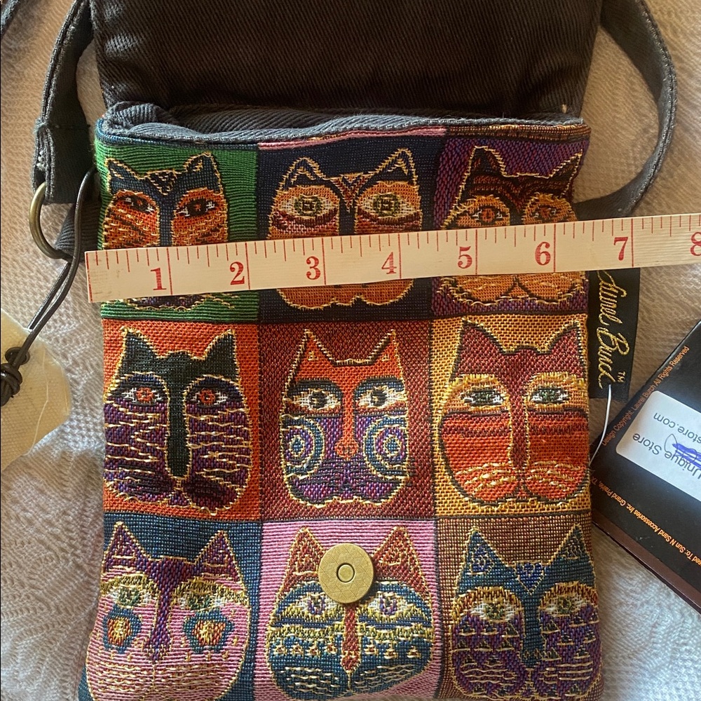 Laurel Burch NWT Tapestry Cat 🐈 Print 6” x 8” Lined Crossbody Bag - Picture 11 of 13